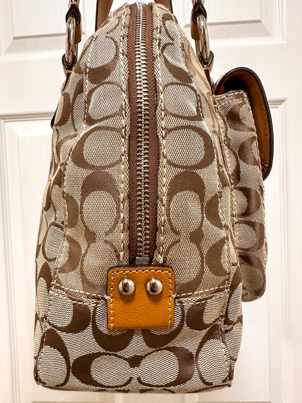 Coach Soho Buckle Dome Satchel Signature Jacquard Patent Leather Trim Bag - Picture 12 of 16